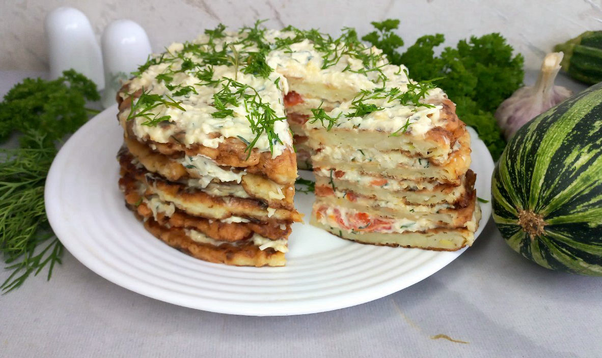 Закусочный торт из кабачков